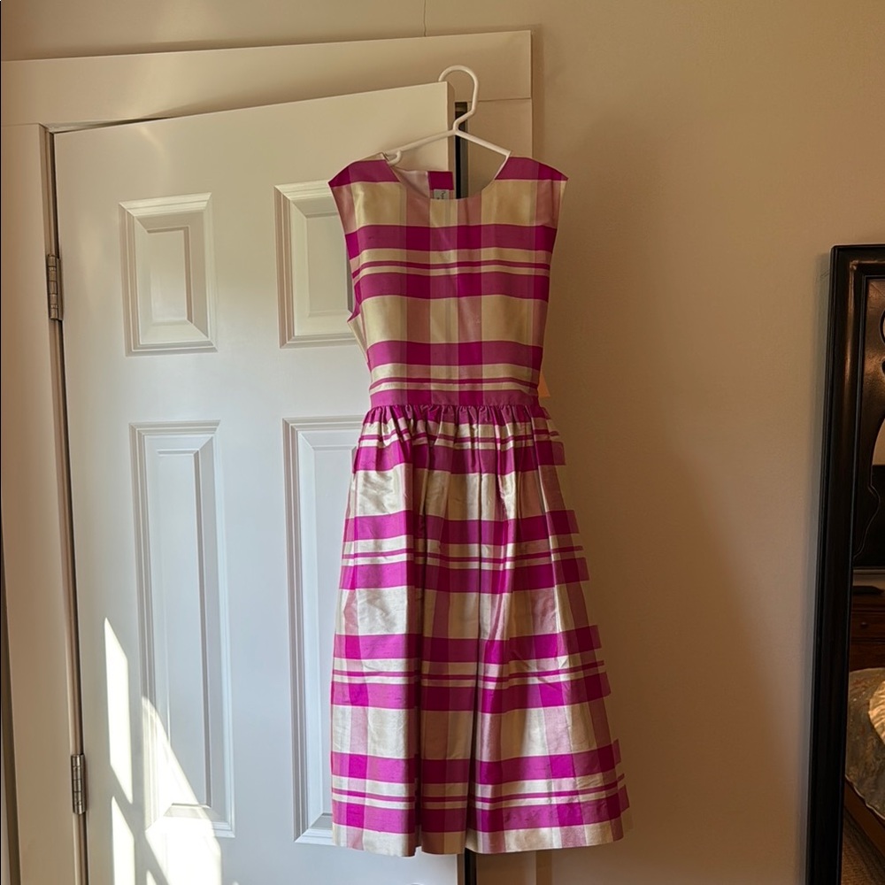 Papo d'Anjo Pink and White Pleated A-line Sundress. Silk!